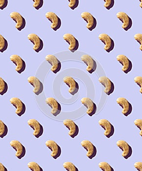 Cashew nuts seamless food background. Concept for hunger problem. Design tool for packaging material