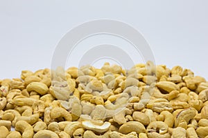 Cashew nuts on white