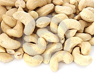 Cashew nuts on white background