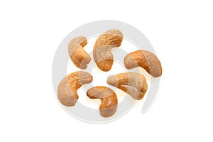 Cashew nuts on white background