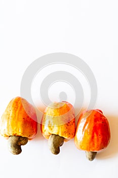 Cashews with white background.