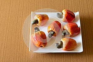 Cashews with white background.