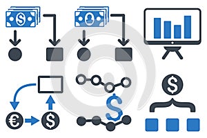 Cashflow Charts Flat Vector Icons