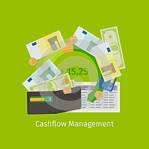 Cashflow management cartoon illustration