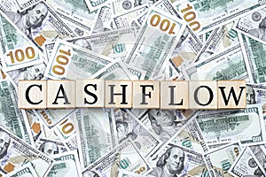 Cashflow text on us dollar notes background