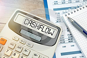 CASHFLOW word on calculator. Business concept