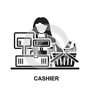 Cashier icon. Supermarket cash desk cashier isolated on background