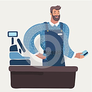 Cashier man - vector illustration
