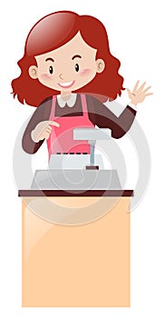 Cashier working behind the desk