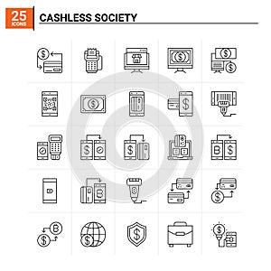 25 Cashless Society icon set. vector background photo