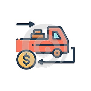 Color illustration icon for Cashondelivery, deliver and receive