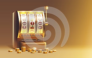Casino 777 banner slots machine winner, jackpot fortune of luck. Vector