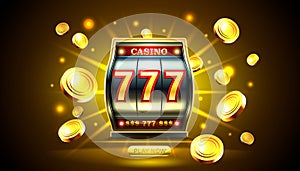 Casino 777 banner slots machine winner, jackpot fortune of luck. Vector