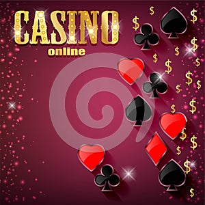 Casino background with cards and money