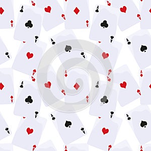 Casino background, playing cards, aces on a white background. Seamless pattern vector