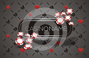Casino banner with playing card background