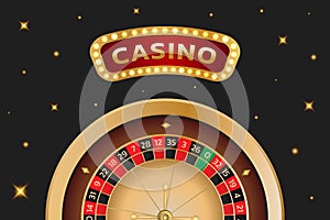 Casino banner with roulette wheel. Can be used as a flyer, poster or advertisement