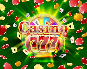 Casino 777 big win slots and fortune banner.