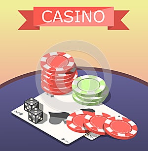 Casino Board Games Isometric Composition