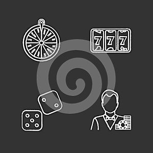 Casino chalk icons set