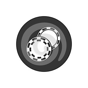 Casino chip flat white icon poker chip vector icon