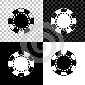 Casino chip icon isolated on black, white and transparent background. Vector