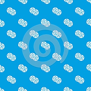 Casino chip pattern vector seamless blue