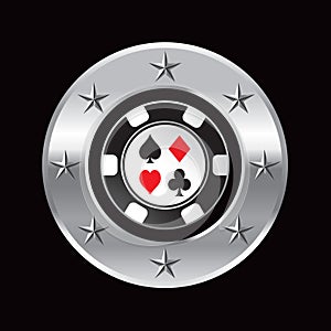 Casino chip in silver circle star