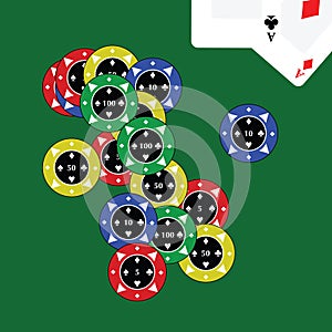 Casino chips with cards