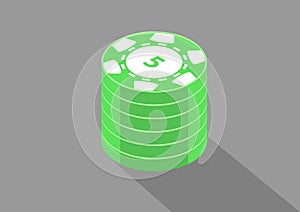 Casino Chips coin 5k value isometric effect