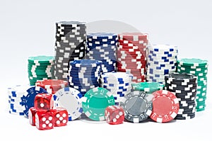 Casino chips and dice