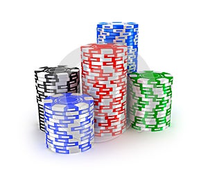 Casino chips in piles