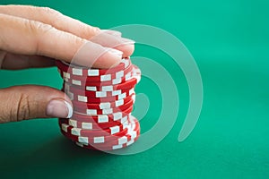 Casino chips on poker table