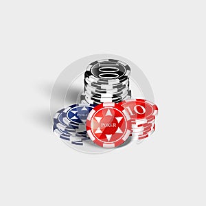 Casino chips stacks.on a white background.