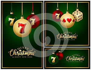 Casino Christmas balls - Greeting Cards - Merry Christmas Happy New Year  Poker Slot Gambling