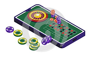 Casino club, roulette wheel and gambling, isolated icon