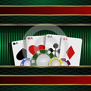 Casino element Poker cards and chips