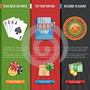 Casino Flat Banners Set