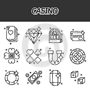 Casino flat icons set