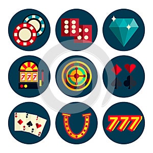 Casino flat icons set