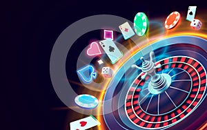 Casino fortune machine winner, jackpot fortune of luck, win banner. Vector illustration