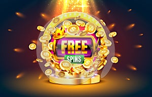 Casino free spins, 777 slot sign machine. Vector