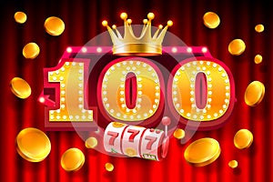 Casino free spins, special voucher 100 coins, Banner special offer. Vector illustration