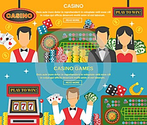 Casino And Gambling Banners Set