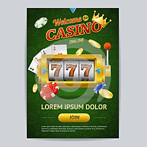 Casino Gambling Game Poster Card Template. Vector