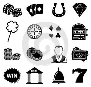 Casino gambling icons set