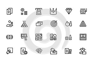 Casino and Gambling Outline Vector Icons 2