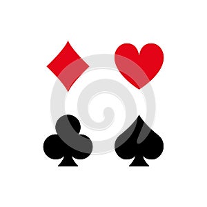 Casino Game Flat Symbol. Poker Play Suit Set Glyph Pictogram. Card Suit Spade Black Silhouette Icon. Gambling Black Jack