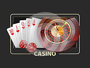 Casino Games of Fortune Conceptual Banner 3d Illustration of Casino Games Elements