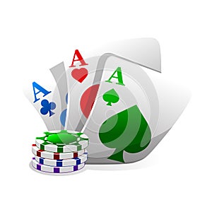 Casino icon. Vector Illustration color Poker Cards And Chips Games